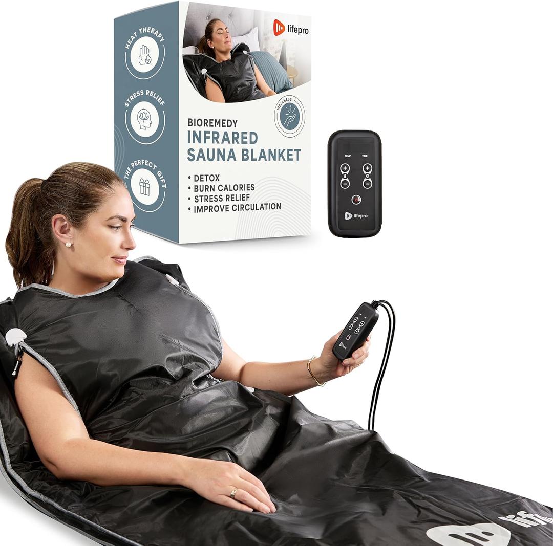 Lifepro Infrared Sauna Blanket  Portable Personal Sauna for Detox & Relaxation  Infrared Blanket with Adjustable Heat (86F-158F) & Timer  Waterproof, Sweat-Resistant & Comfortable Fit 5ft  2.6ft