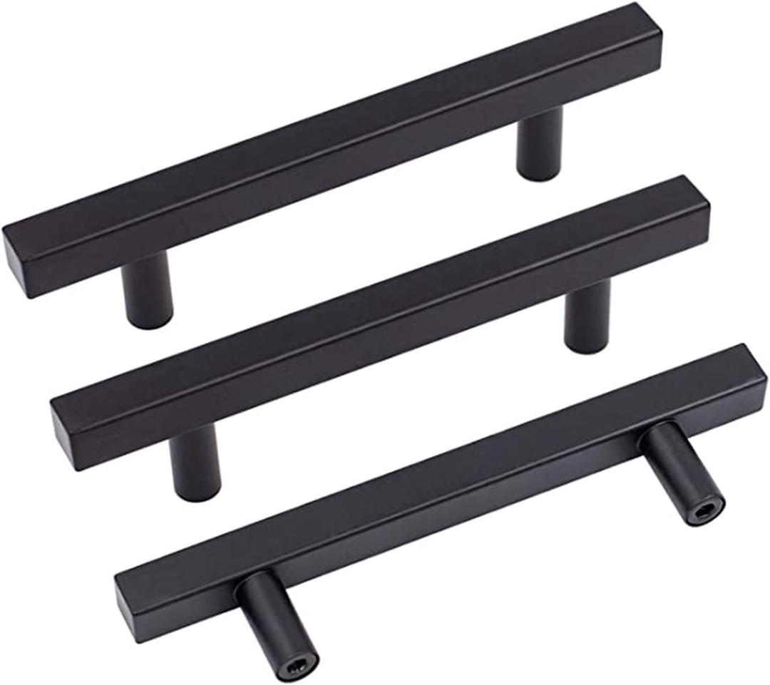 goldenwarm Pack of 5 Matte Black Kitchen Cabinet Handles Dresser Drawer Pulls Black Cupboard Drawer Handles - LSJ22BK96 Bedroom Closet Door Pulls 3-3/4in Cabinet Hardware, 96mm Hole Centers (3-3/4in hole centers)