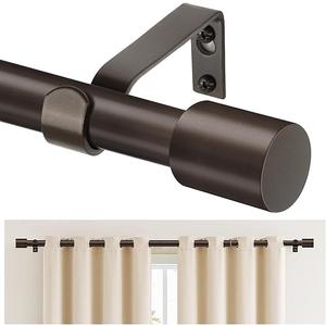 TONIAL Curtain Rods for Windows 48 to 84 Inches(4 to 7 ft), Adjustable Splicing 3/4 Curtain Rod 32 to 86 Inches(2.6 to 7.1 ft), Decorative Single Drapery Rod with Modern Finial, Bronze