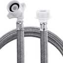 Stainless Steel Washing Machine Hose With Quick Connect，Portable Water Inlet Connection and Supply Line, (90 Degree Elbow)