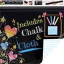 Chalkboard Wallpaper Peel and Stick, 35.4"x118.1" Blackboard Contact Paper Self Adhesive, Vinyl Chalk Board Wall Sticker with 8 Colorful Chalks & 1 Rag