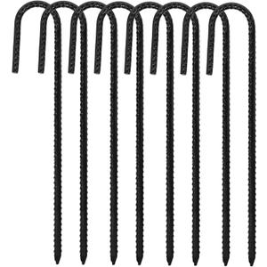 ERYTLLY 12In Rebar Stakes J Hook Heavy Duty Galvanized Metal Stakes for Ground Barrel Soil Tent Swing Set Anchors Fence Stakes Curved Steel Plant Support Garden Stakes with Hooks12in 8pk