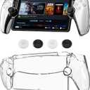 GLDRAM Clear PC Protective Case for PlayStation Portal Remote Player, Hardshell Cover Skin Full Protector with 4 Non-Slip Thumb Grip Caps for PS Portal Accessories - Thickened & No Yellowing
