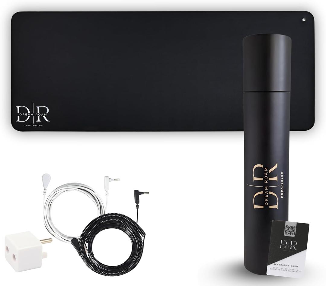 Grounding Mat for Feet – Indoor Conductive Earthing Mat for Desk, Floor or Bed – Non-Electric Passive Grounding Pad with Outlet & Tester.