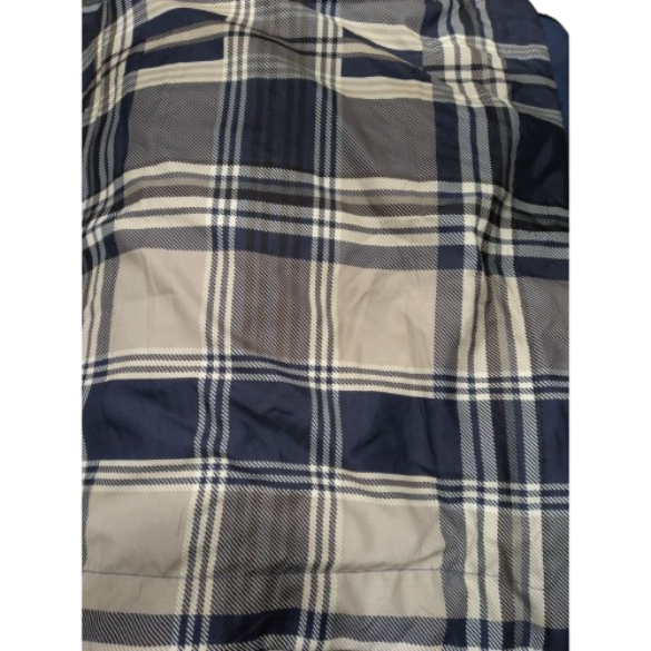100% Cotton Comforter Set Queen Size Reversible Yarn-Dyed Checkered Design, Soft Washed Cotton on Both Sides, Lightweight All-Season Bedding, Machine Washable(Dark Blue, Plaid, 90x90)