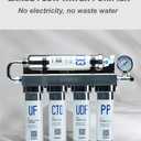 Stainless Steel Water Filter for Sink, 0.01m Ultra-Filtration Under Sink Water Filter System, Reduces PFAS, PFOA/PFOS, Fluoride, Chlorine, Bad Taste & Odor, Tankless 5-Stage with Faucet