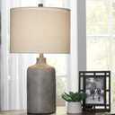 Signature Design by Ashley Linus Modern 25" Ceramic Table Lamp, Natural Stone Finish