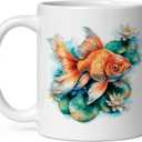 Goldfish Ceramic Coffee Mug 11oz Carp Fancy Fin - Tea Coffee Mug with Comfortable Grip - Unique Animal Gift Cup for Office or Home - Vibrant Long-Lasting Print ID44991