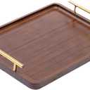 Generic Rustic Wooden Tray with Handles for Serving Breakfast Or Snacks, 40x30cm