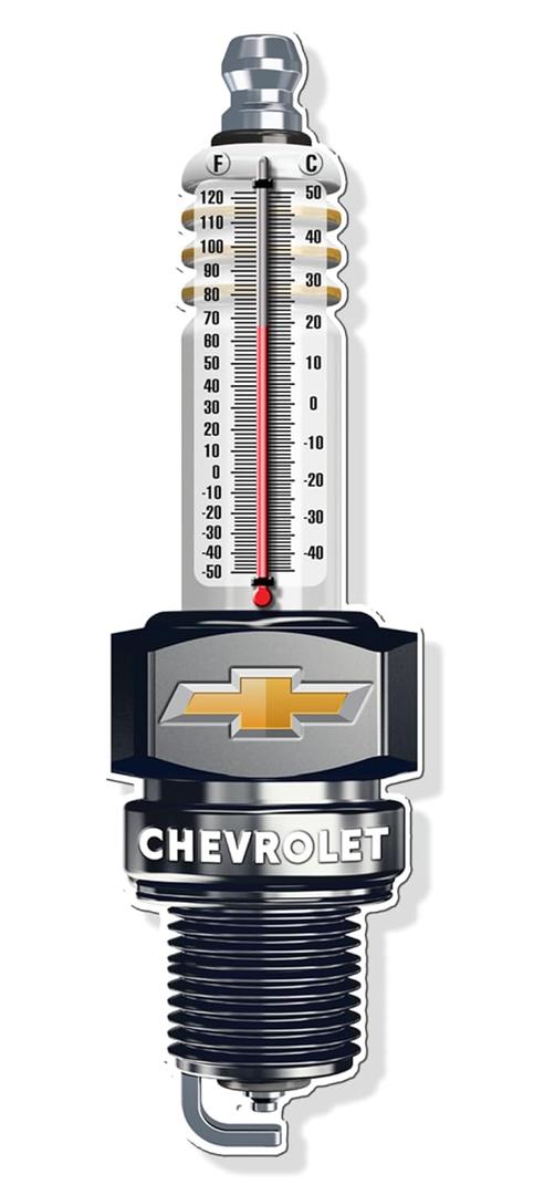 Desperate Enterprises Chevrolet Thermometer 24 Gauge Steel Embossed Sign - Nostalgic Vintage Metal Signs for Garage or Man Cave - Made in The USA