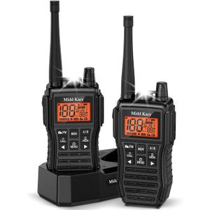 Midd Kacy MK208 Two Way Radio,Walkie Talkies, GMRS Walkie Talkies Long Range with 61 Channels,121 Privacy Codes,New Flashlight,MEM,IP55 Waterproof,SOS,NOAA Weather Alerts,VOX-Black,2 Pack