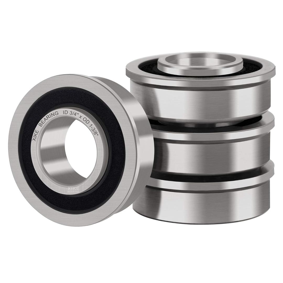 XiKe 4 Pcs Flanged Ball Bearings ID 3/4" x OD 1-3/8", Applicable Lawn Mower, Wheelbarrows, Carts & Hand Trucks Wheel, Replacement for 532009040, AM118315, AM127304, 10513, 251210 Etc.