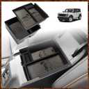 TripleAliners Center Console Organizer Compatible with 2021-2024 Ford Bronco(No for Sport) Accessories 2/4-Door Center Console Storage Box ABS Material with Leather Trim(V2_Retro Grey) Won't Fit 2025