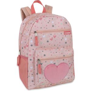 Trail maker 17 Kids Character School Backpacks Plush for Girls with Side Pockets, Padded Straps (Plush Starry Hearts)