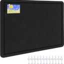Bulletin Board, 24" x 18" Foldable Cork Board Felt Pin Boards with 35 Pushpins Self-Adhesive Photo Decorative Felt Boards for Walls, Office, School, Classroom, Home, Bedroom - Black