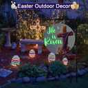 Tegeme Easter Garden Flag Banner Glow in Dark Plastic Waterproof Outdoor Decoration 12.6 x 12.4 Inch He Is Risen Easter Yard Sign for Lawn Porch Pathway Outdoor Home Decor