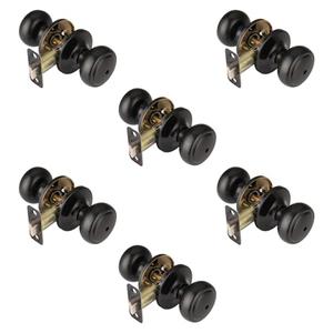 NCSEN 6-Pack Matte Black Door Knobs,Interior Door Knob with Lock,Coastal Style Door knob for Privacy and Bedroom (Bath or Privacy)
