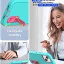 AICase for iPhone 15 Plus Case Built-in Stand with Glass Screen Protector,Heavy Duty Drop Protection Full Body Rugged Shockproof Military Protective Tough Durable Cover for iPhone 15 Plus 6.7"_3 (Water Blue/hot pink+Glass Protector)