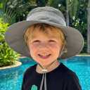 Kids Toddler Sun Hat Summer Sun Hat UV Protection Adjustable Kids Beach Hat with Breathable Mesh for Boys Girls (6-24 Months, Grey+dinosaur)
