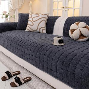 Velvet Sofa Covers Washable, Plush Warm Couch Cover for 2-3 Cushion Sofa, Funny Fuzzy Couch Covers for Pets&Kids, Non-Slip Sectional Sofa Cover(1PC, Dark Grey, 35.4"70.9", 3 Cushions Sofa)