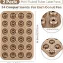2 Pack 24-Cavity Mini Donut Pan, Nonstick Small Donut Tray Doughnut Bakeware, Carbon Steel Mini Donut Cake Pans for Baking - Gold
