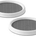 Copco 9 Inch Non Skid Pantry Cabinet Lazy Susan Turntable, 2 Pack Spinning Organizer for Kitchen, Countertop, or Bathroom, White and Gray