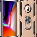 Korecase Heavy Duty Case for iPhone 7 Plus/iPhone 8 Plus Phone Case with Ring Kickstand, Military Grade Shockproof Protective Phone Cover for iPhone 8+ Gold