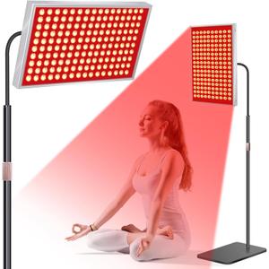 SAVILER Red Light Therapy for Face & Body, 160 Dual-Wavelength LEDs Red Light Lamp Panel with Stand, 660nm 850nm Near Infrared Redlight Therapy Device for Home Skin Muscle (Silver)