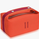 Fashion Makeup Bag for Women, Orange Red Canvas Make up Travel Bag, Hanging Cosmetic Bag Organizer for Wome