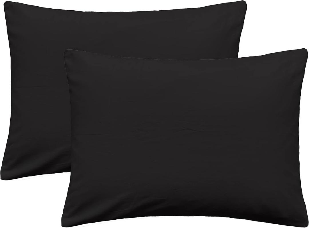 iMaylex Soft 100% Egyptian Cotton Zipper Pillow Case, Cozy and Lightweight Pillowcase, Set of 2, Black, King, 20" x 36"