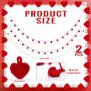 2 Pcs 13 ft Valentine's Day Heart Garland Banner Red Heart Crochet Garland Hanging Ornament Romantic Valentines Decoration for Anniversary Wedding Birthday Fireplace Party Decor