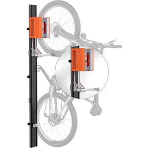 monTEK Automatic Lift EBike Rack  Fits 24-29" Tires, Heavy-Duty Vertical Wall Rack for Bicycles (Up to 71 lbs) - Effortless Lifting, Easy Install - Space-Saving Storage for Garage, Shed, BO (Black+Orange)