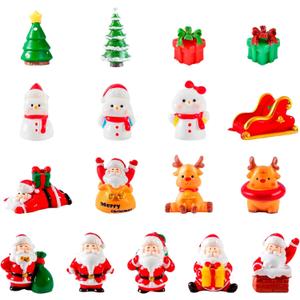 17 Pieces Mini Resin Christmas Ornaments, Miniatures Figures Tiny Decor, Santa Claus Snowman Christmas Tree Reindeer Gifts for Snow Globe Xmas Home Party Cake Toppers Dcor (17)