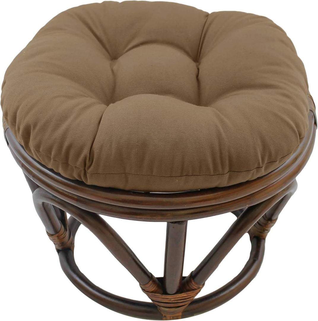 Blazing Needles Solid Twill Round Footstool Cushion, 18", Toffee