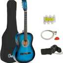 JupiterForce 38 Inch Beginner Acoustic Guitar, 6-String Guitar Starter Kit for Starters with Gig Bag, Strings, Strap, Pitch Pipe and Pick, Blue