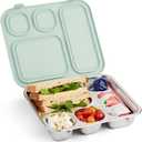 Elk and Friends Kids Stainless Steel Bento Box with Silicone Lid | Leak-proof | Toddler Lunch Container | 4 Compartments | Dishwasher Safe, Medium