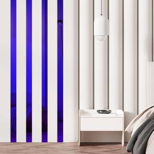 uxcell 30 Pcs Striped Mirror Stickers, 0.78'' x 11.8'' Mirror Wall Stickers Self Adhesive Acrylic Wall Decals Peel and Stick Mirror Strips Removable for Home Art Wall Decor, Blue