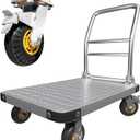 Heavy Duty Platform Truck Flat Moving Cart Hand Trucks, 1500Lbs Steel Push Cart Dolly, 30 x 19in Large Flatbed with 4'' 360 Degree Swivel Wheels for Easy Storage