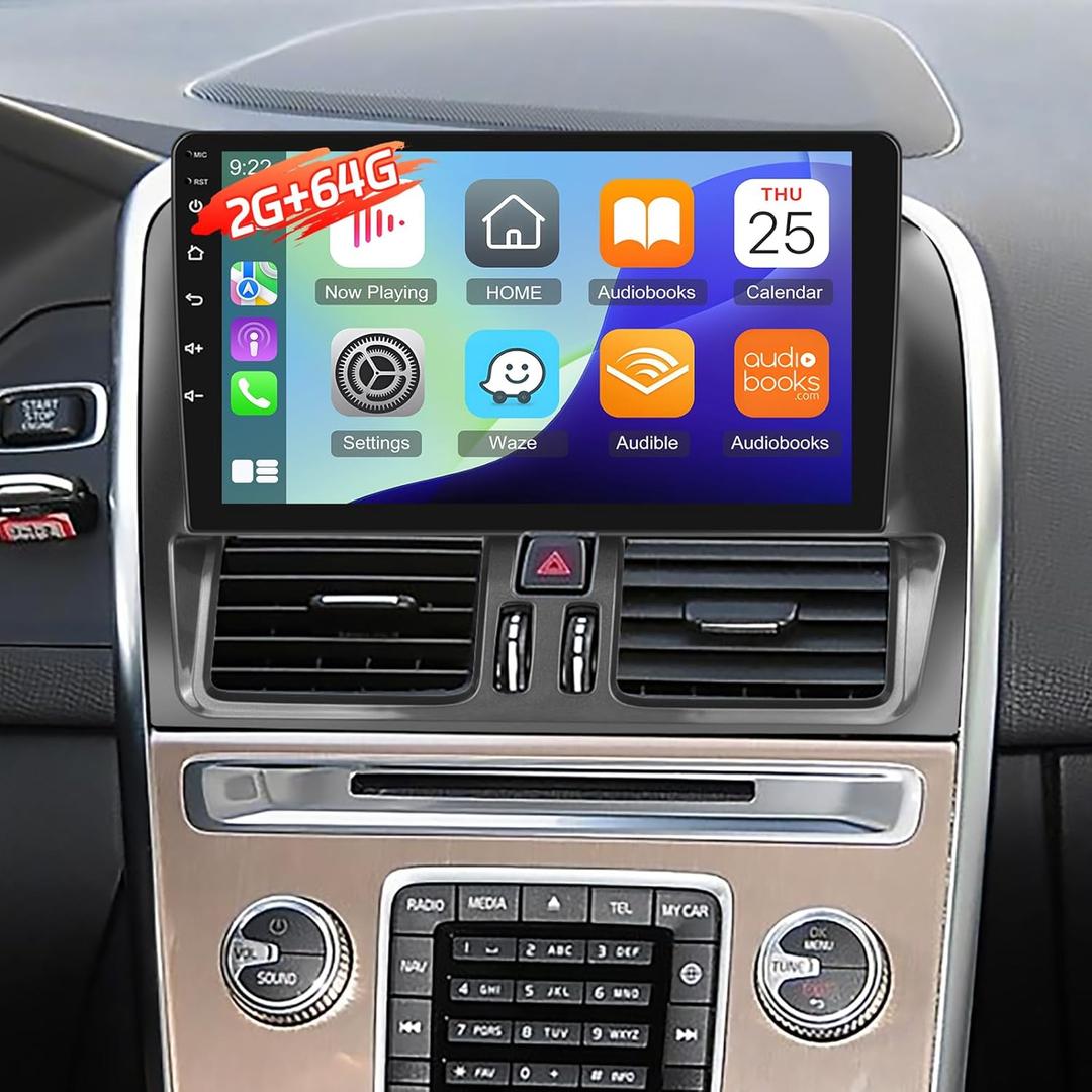 EKAT [2G+64G] Radio for Volvo XC60 2008-2013, Android Car Stereo with 9 inch Touch Screen, Wireless Carplay/Android Auto/1080P/Bluetooth/WiFi +AHD Backup Camera
