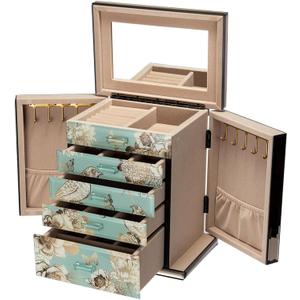 Glass Jewelry Box, 5-Layer Storage Case,Jewerly Boxes for Women