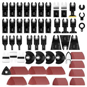 159PCS Oscillating Saw Blades with Sandpaper, Titanium Multitool Blades