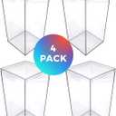 Set of 4 Acrylic Boxes with Lids, 4"Lx4"Wx8"H, Made in USA, Display Cases for Collectibles, Clear Containers for Organization and Storage