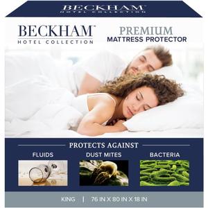 Beckham Hotel Collection Mattress Protector  Hotel-Grade Cotton Blend, Silent Waterproof Protection That Preserves Mattress Feel, King