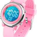 cofuo Kids Digital Sport Waterproof Watch for Girls Boys, Kid Sports Outdoor LED Electrical Watches with Luminous Alarm Stopwatch Child Wristwatch 3-12 Years, Jelly Pink