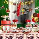 123pcs Derby Day Party Decorations Kentucky Horse Racing Tableware Set Run for the Roses Party Supplies Include Paper Plate Cup Napkin Tablecloth Banner Hanging Swirls Bolloons Topper/Serves 20