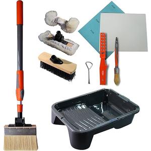 Total Solution Deck Application Kit,  with 2-3 feet Telescopic Extension Pole, 7" Large Deck Stain Brush, 10" Paint Tray, Stiff Scrub Brush, Trim Brush and Accessories, Your Total Solution for Deck Staining, 12 PCS