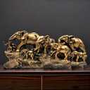 7 Elephants Herd with Babies Statue Elephant Family Frgurines Sculpture for Home Office Living Room Desktop Decoration Figurines Indoor Feng Shui Decor (Bronze)