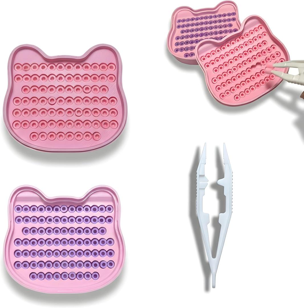 5mm Fuse Bead Organizer Tray, 2PCS Bead Storage Box, Fusible Beads Sorting Tray for Pixel Art Crafts, Fun Craft Organizer (Pink)