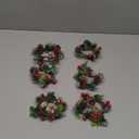 6 Pcs Christmas Candle Ring 4.7 Inch Mini Christmas Wreaths for Home Cabinets Artificial Berry Candle Rings with Pine Cones Small Wreaths for Home, Wedding, Christmas Holiday Table Decoration (Red)