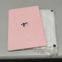 Seorsok Compatible with Old Version MacBook Air 13.3 inch Case Models A1369 & A1466(2010-2015 2017) Release,Elegant Leather Plastic Hard Shell Case Transparent Keyboard Cover,Pink Woven Fabric